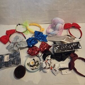 Bundle Of Girls Hair Accessories Headbands Hair Bows Sequins Baseball Giants Bow